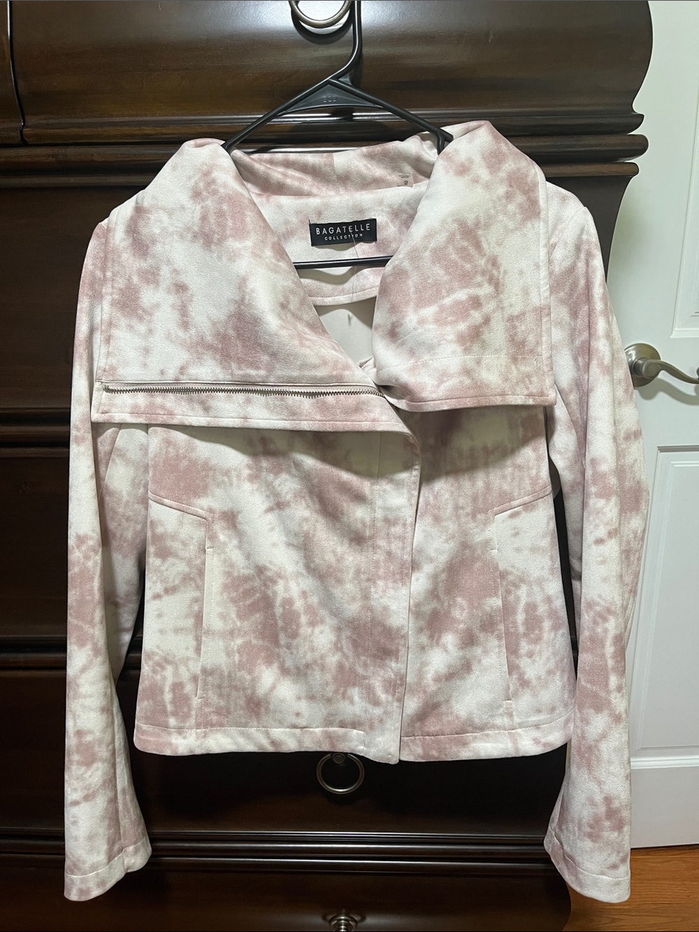 Bagatelle Pink and White Tie-Dye Moto Jacket